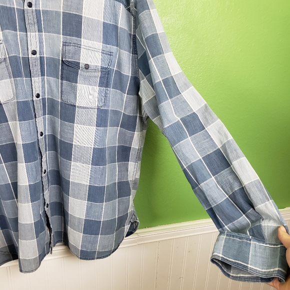 Men's Lucky Brand Blue Checkered Plaid California Fit Button up Shirt sz 2xl - Picture 5 of 12